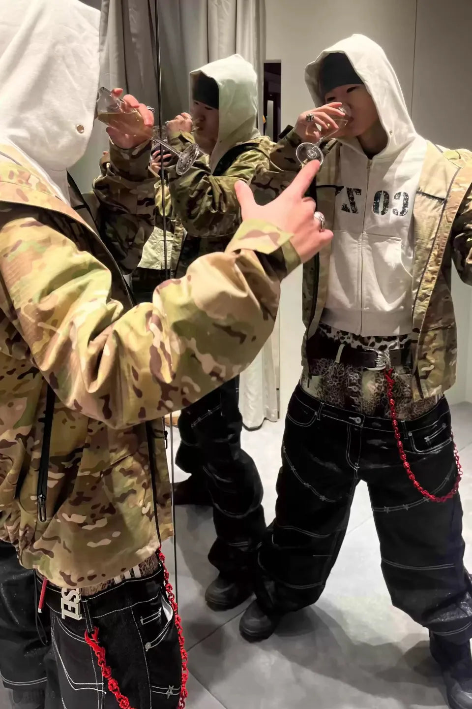 Leopard Print Double Waistband Jeans