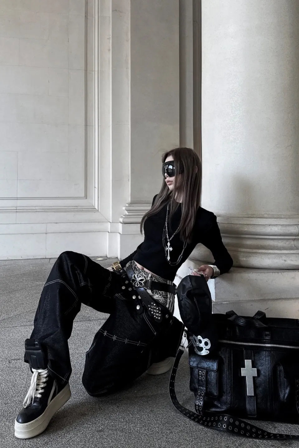 Leopard Print Double Waistband Jeans