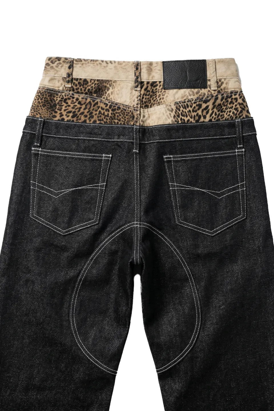 Leopard Print Double Waistband Jeans