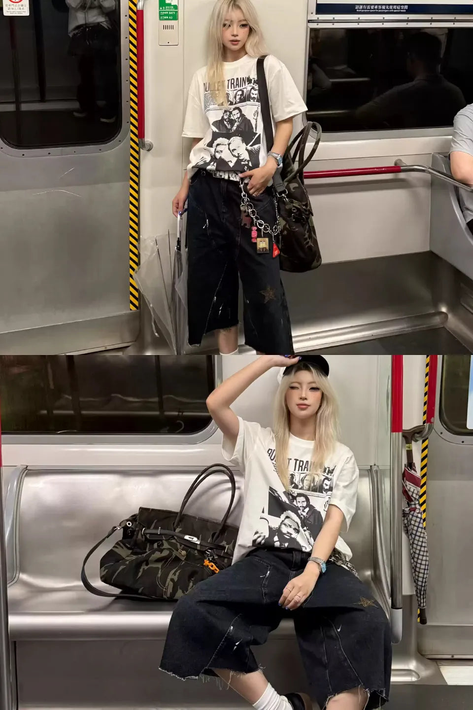 Leopard Star Patch Cropped Work Pants