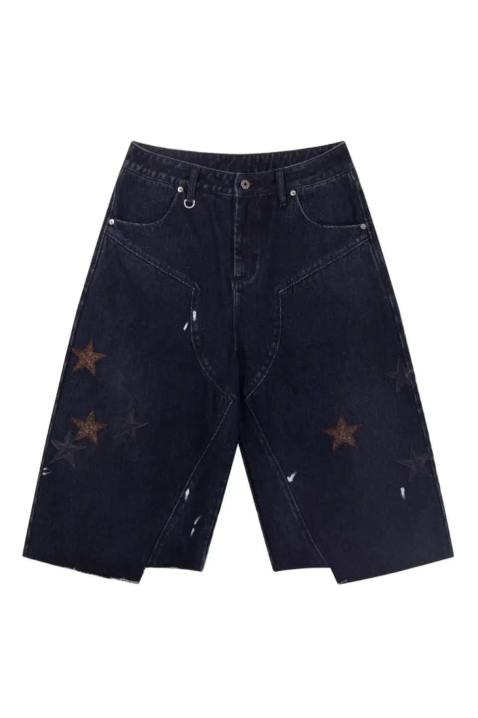 Leopard Star Patch Cropped Work Pants