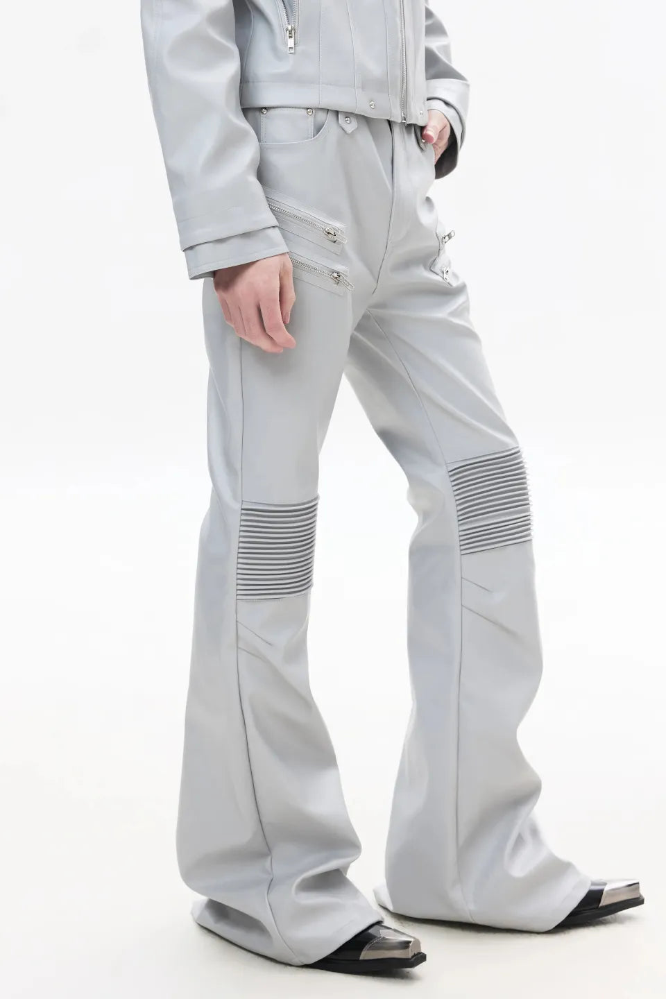 Light Armored Zip Flare Pants