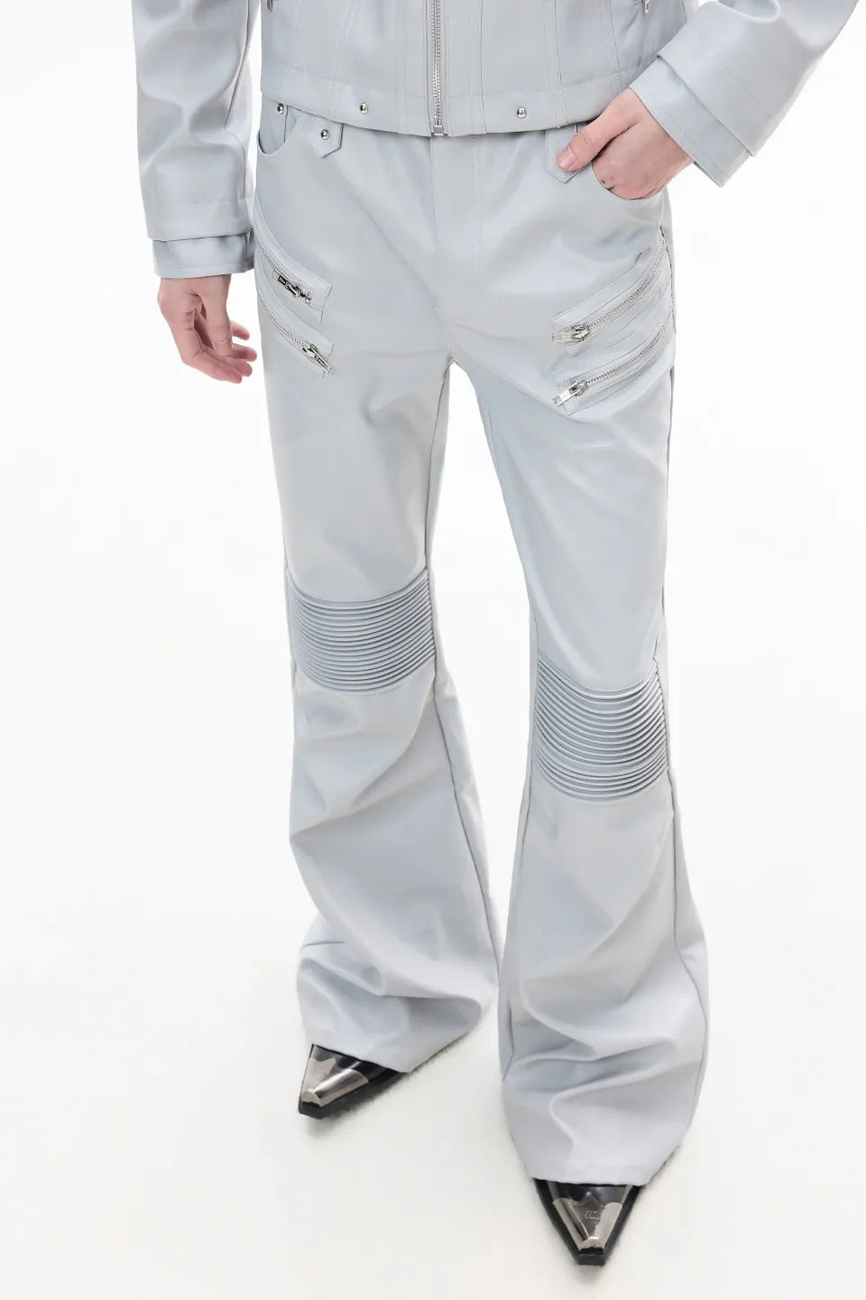 Light Armored Zip Flare Pants
