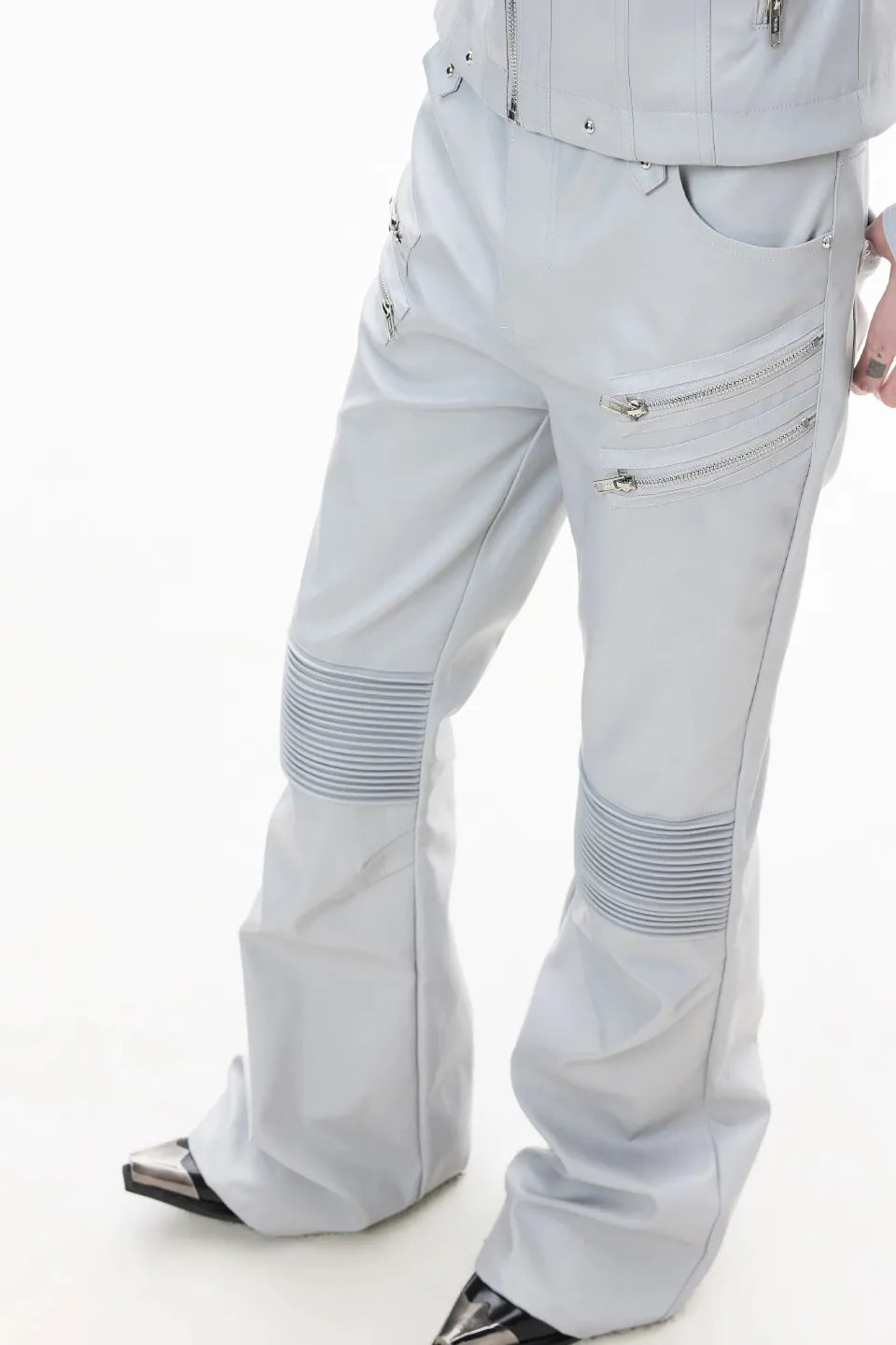 Light Armored Zip Flare Pants
