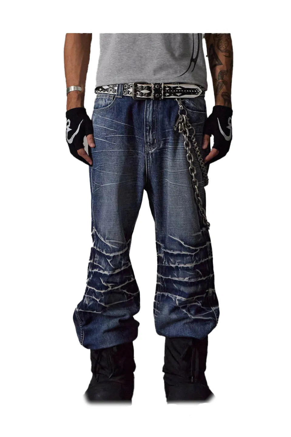 Lightning Creased Flared Jeans