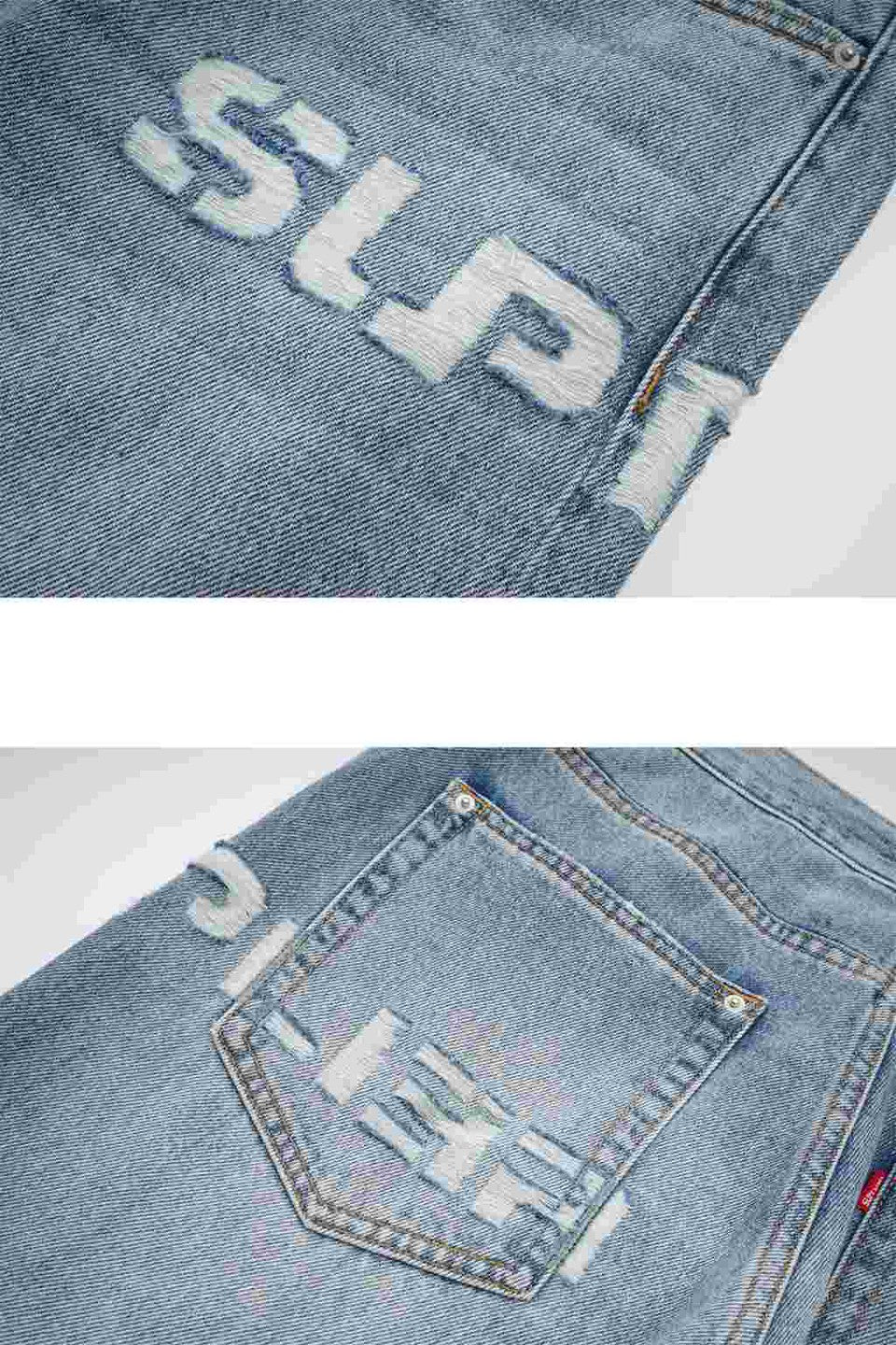 Logo Denim Pants - light blue / M