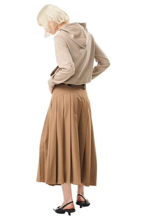 Low Waist Pleated Long Skirt
