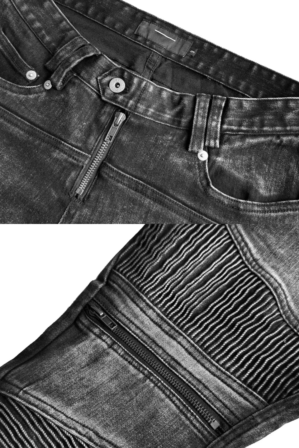 Low Rise Deconstructed Patchwork Crinkled Slim Jeans