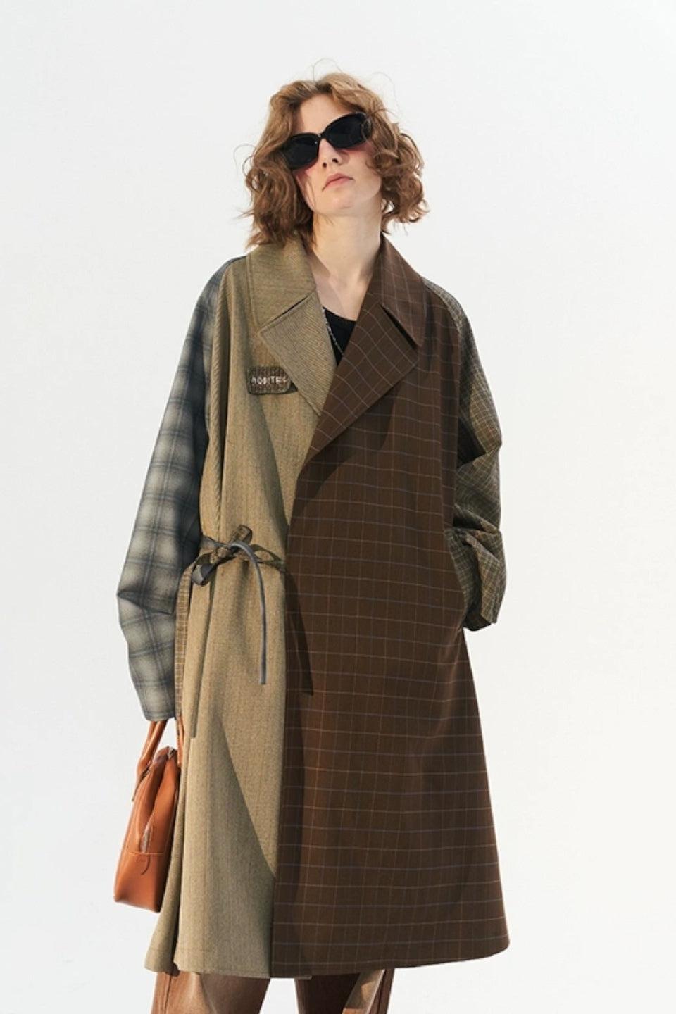 M Plaid Patchwork Coat