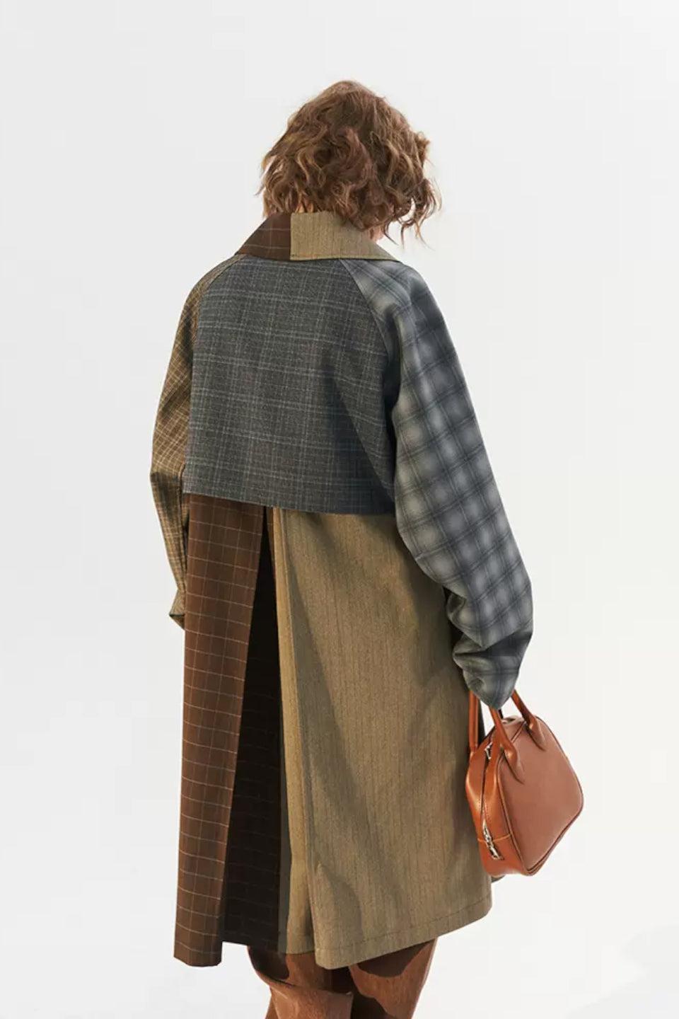 M Plaid Patchwork Coat