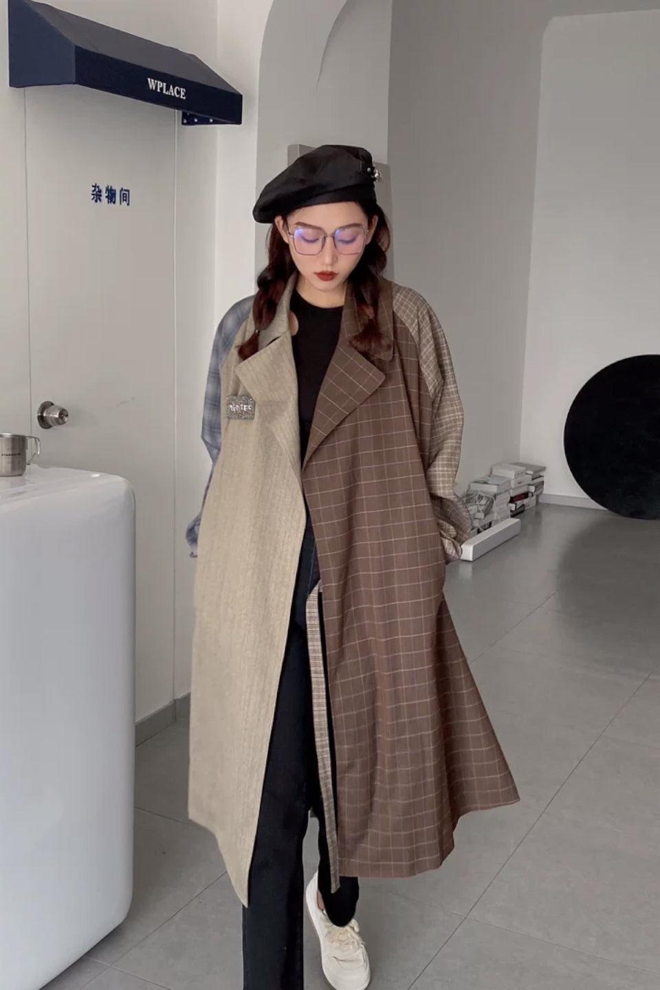 M Plaid Patchwork Coat