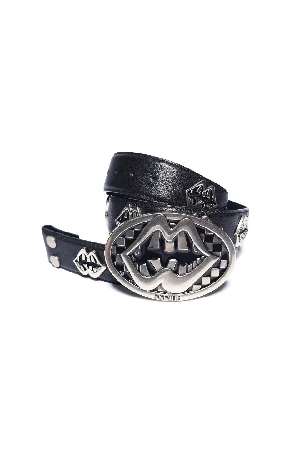 GROUPMAREK Marekboro Lip Buckle Belt - Marekboroのロゴと唇のデザインが融合した特大メタルバックルのディテール