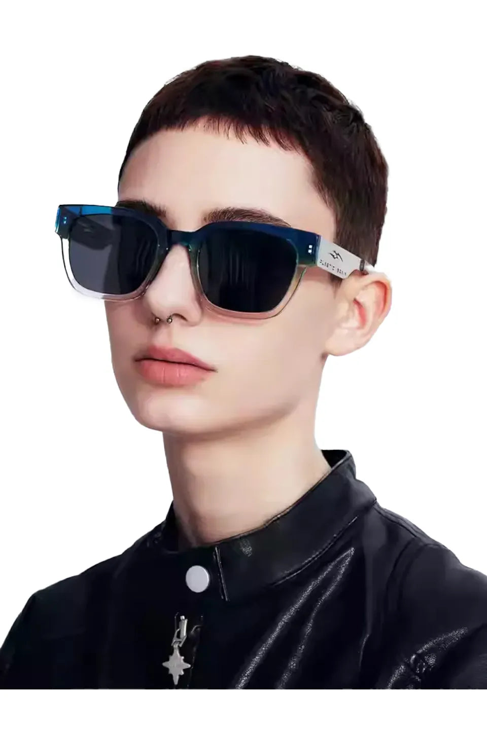 Metal Temple Square Sunglasses