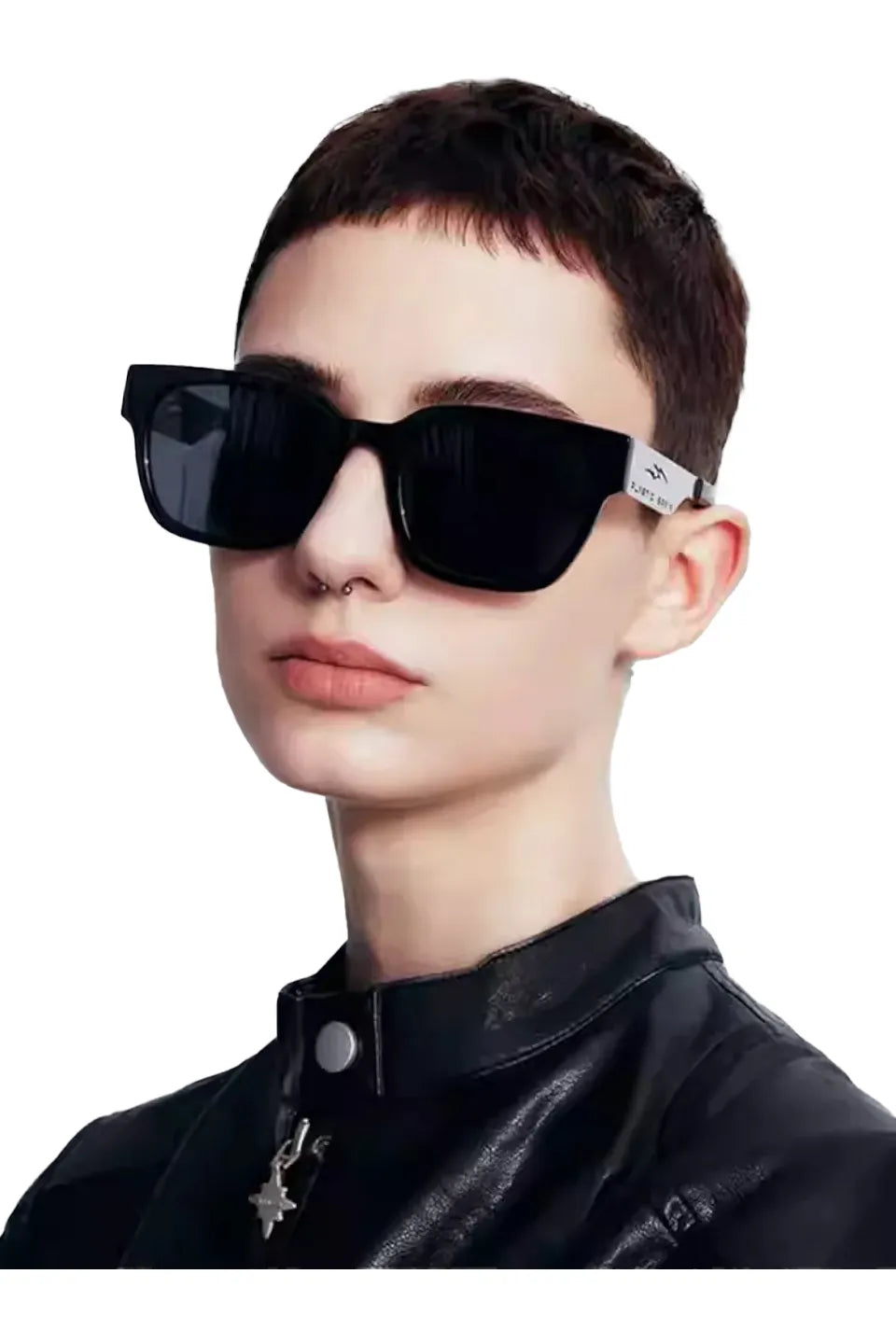 Metal Temple Square Sunglasses