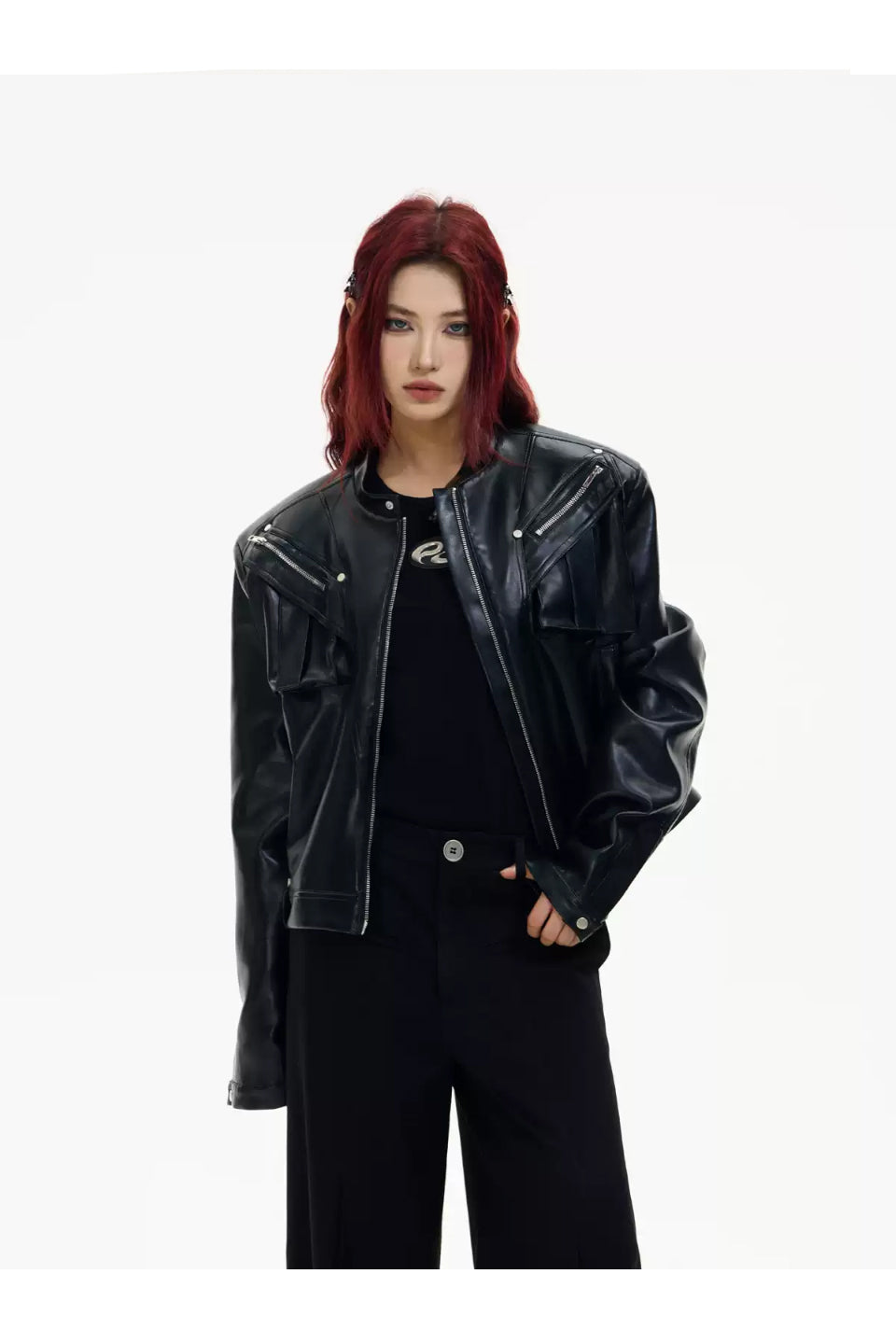 Metal Zipper Short Motorcycle Jacket