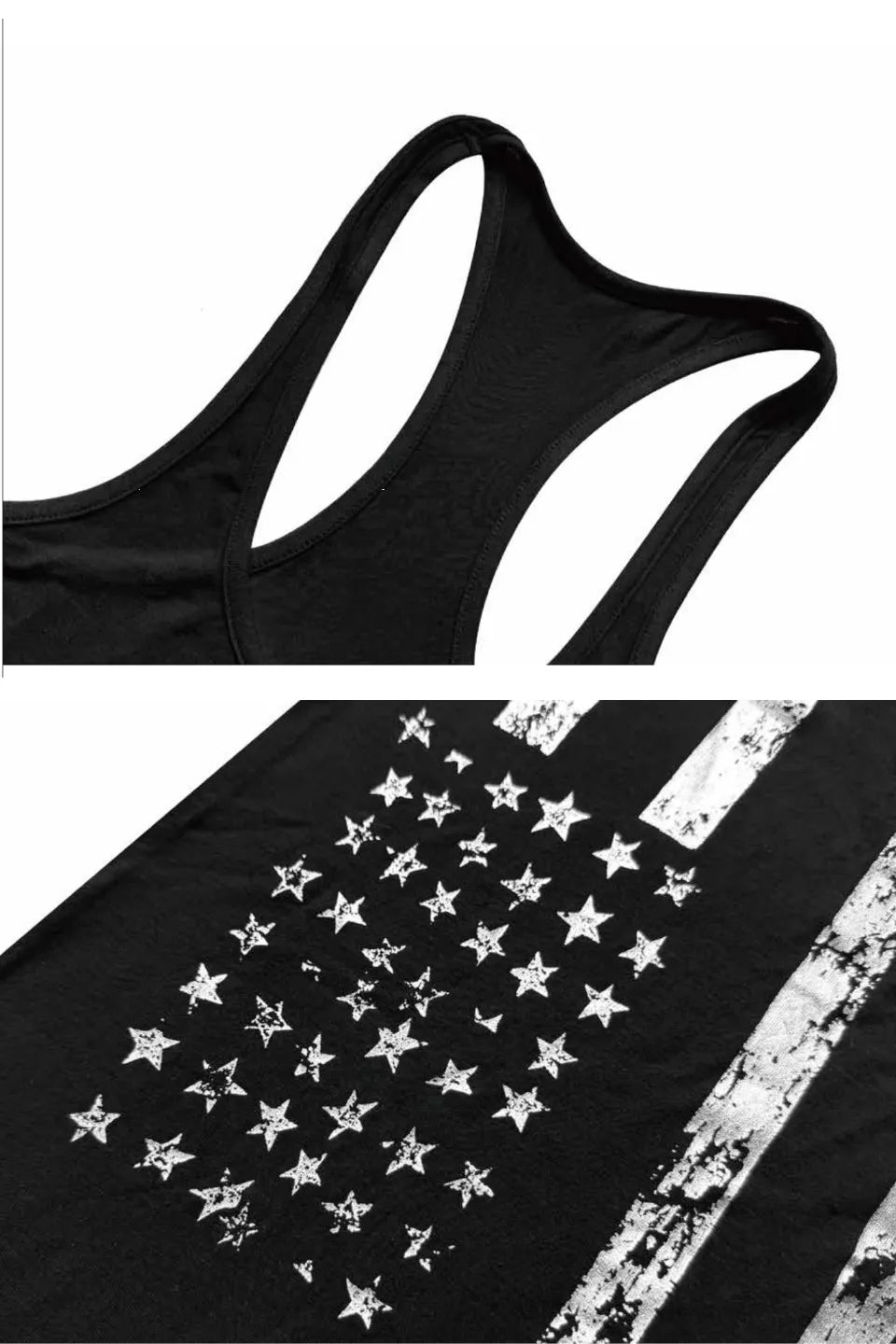 Metallic Foil Flag Print Tank Top