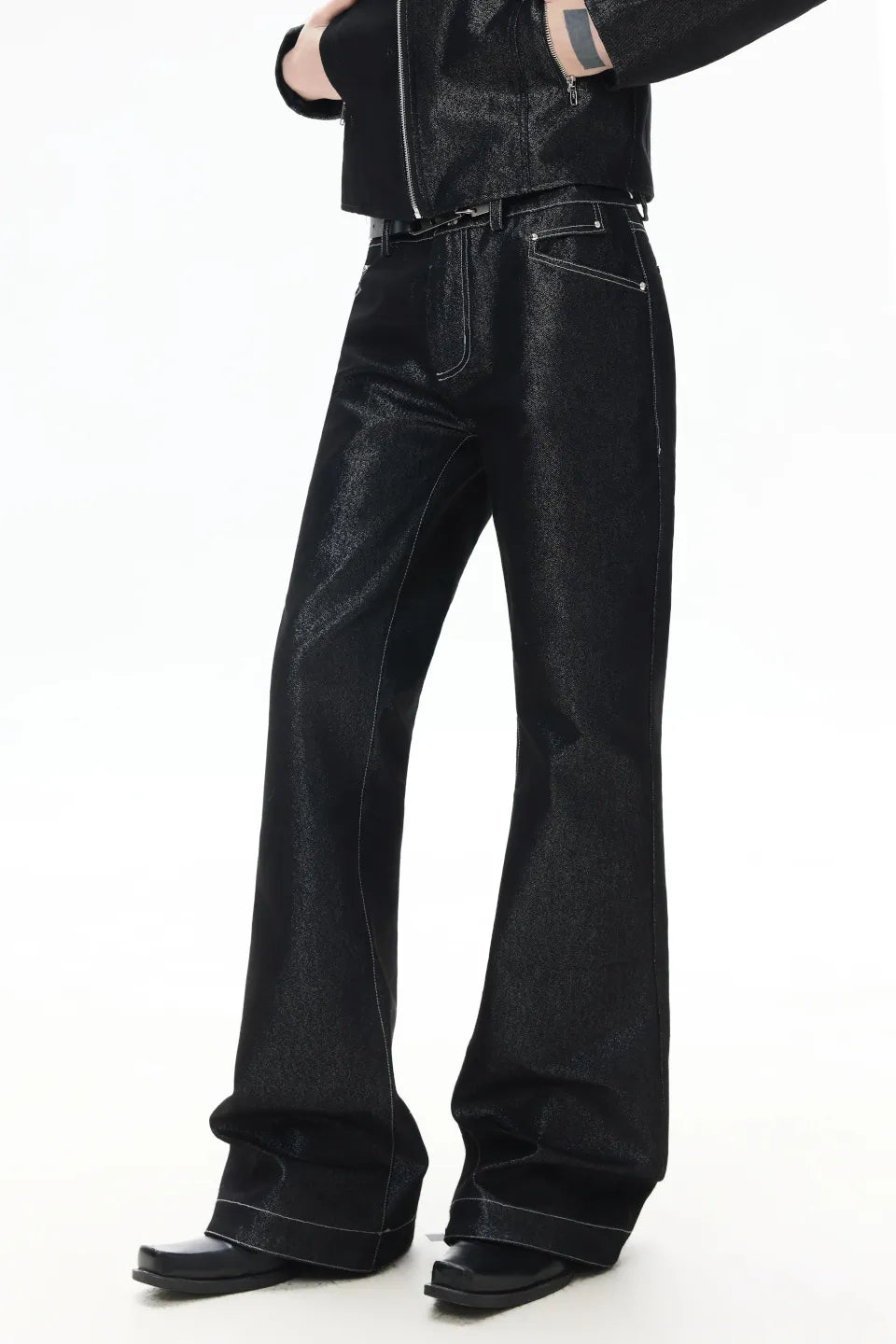 Metallic Shimmer Bootcut Jeans