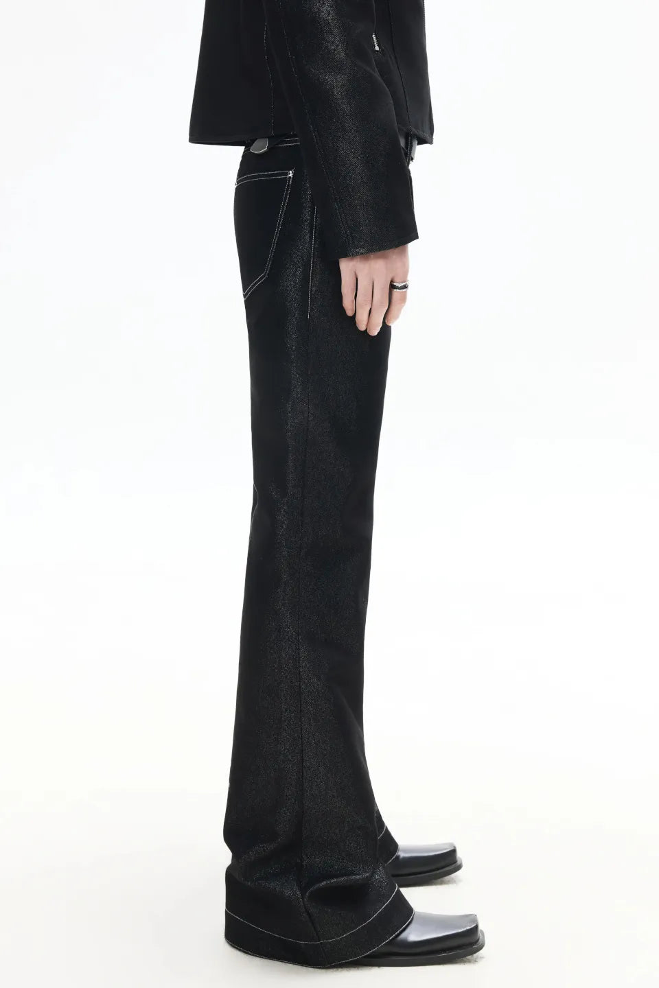 Metallic Shimmer Bootcut Jeans