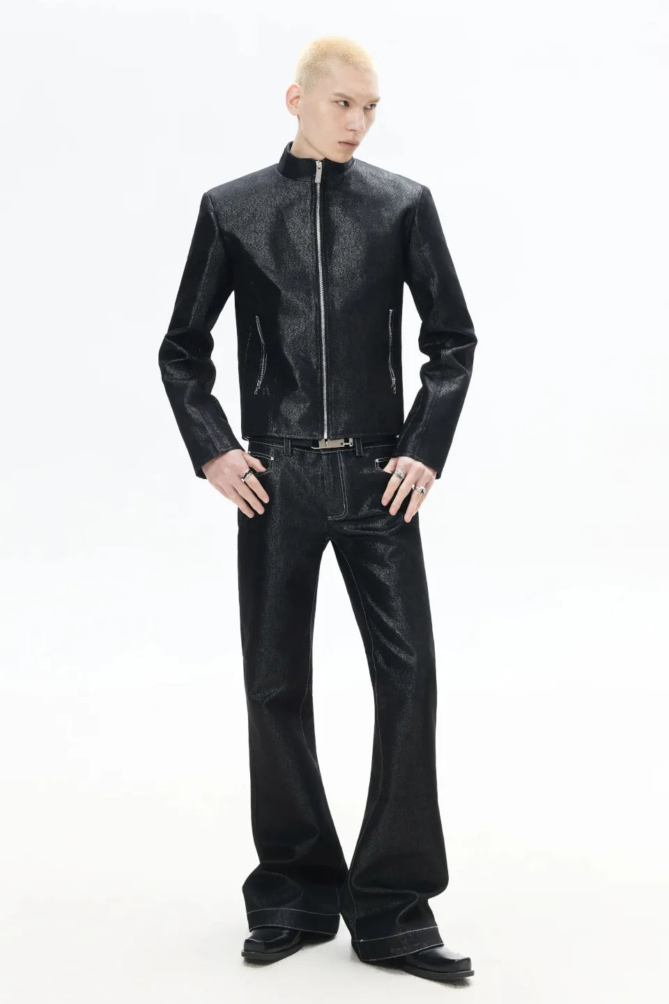 Metallic Shimmer Bootcut Jeans