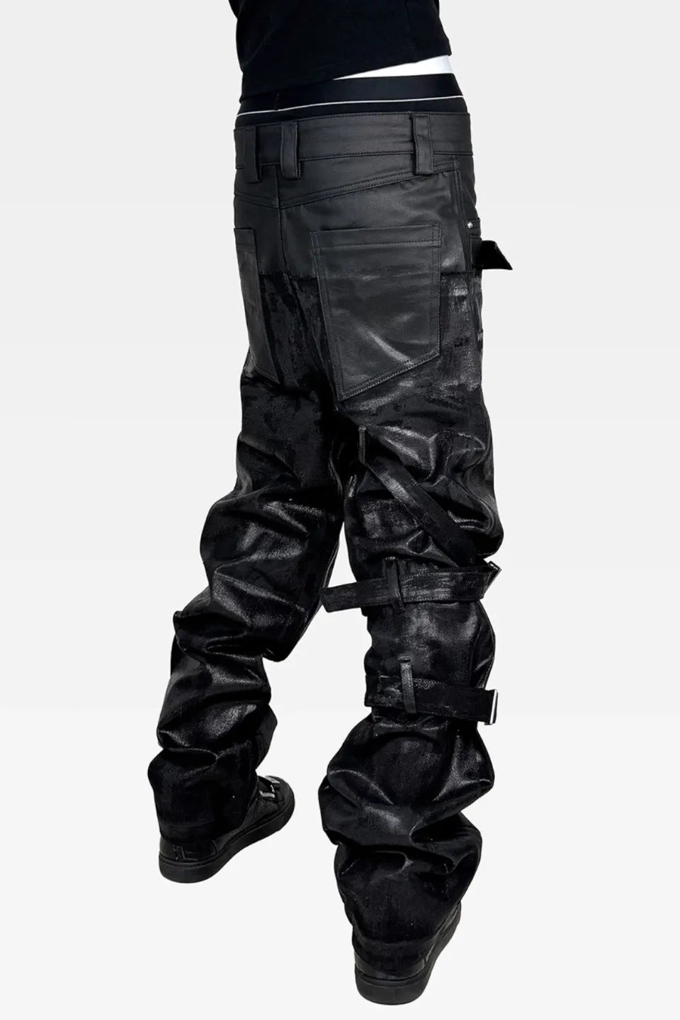 Metallic Dual Panel Layered Waist Jeans