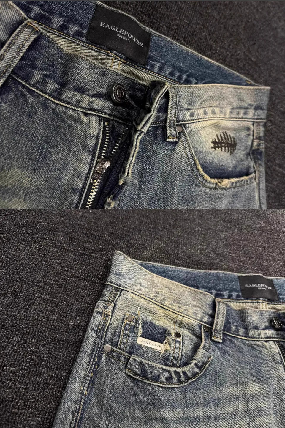 Micro Boob Distressed Dirty Wash Ripped Jeans