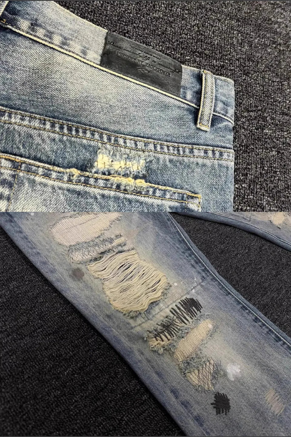 Micro Boob Distressed Dirty Wash Ripped Jeans