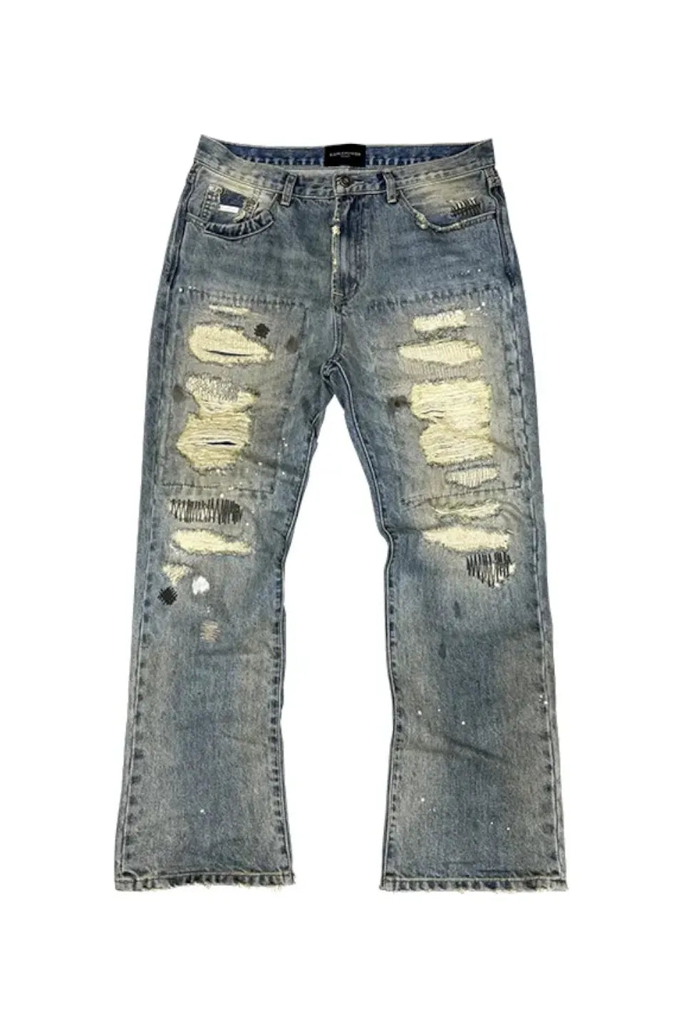 Micro Boob Distressed Dirty Wash Ripped Jeans
