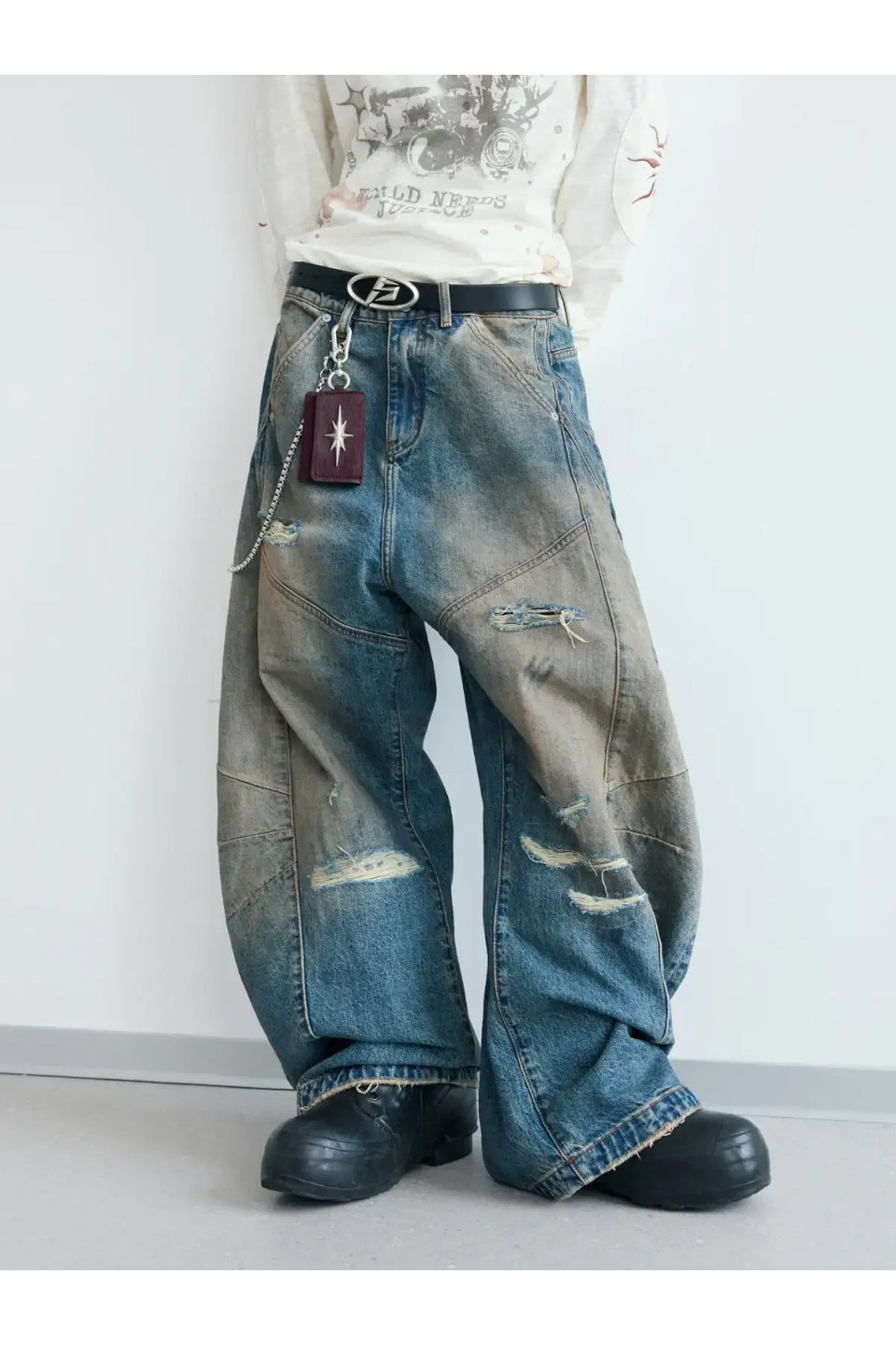 Mud Dyed Balloon Denim Jeans