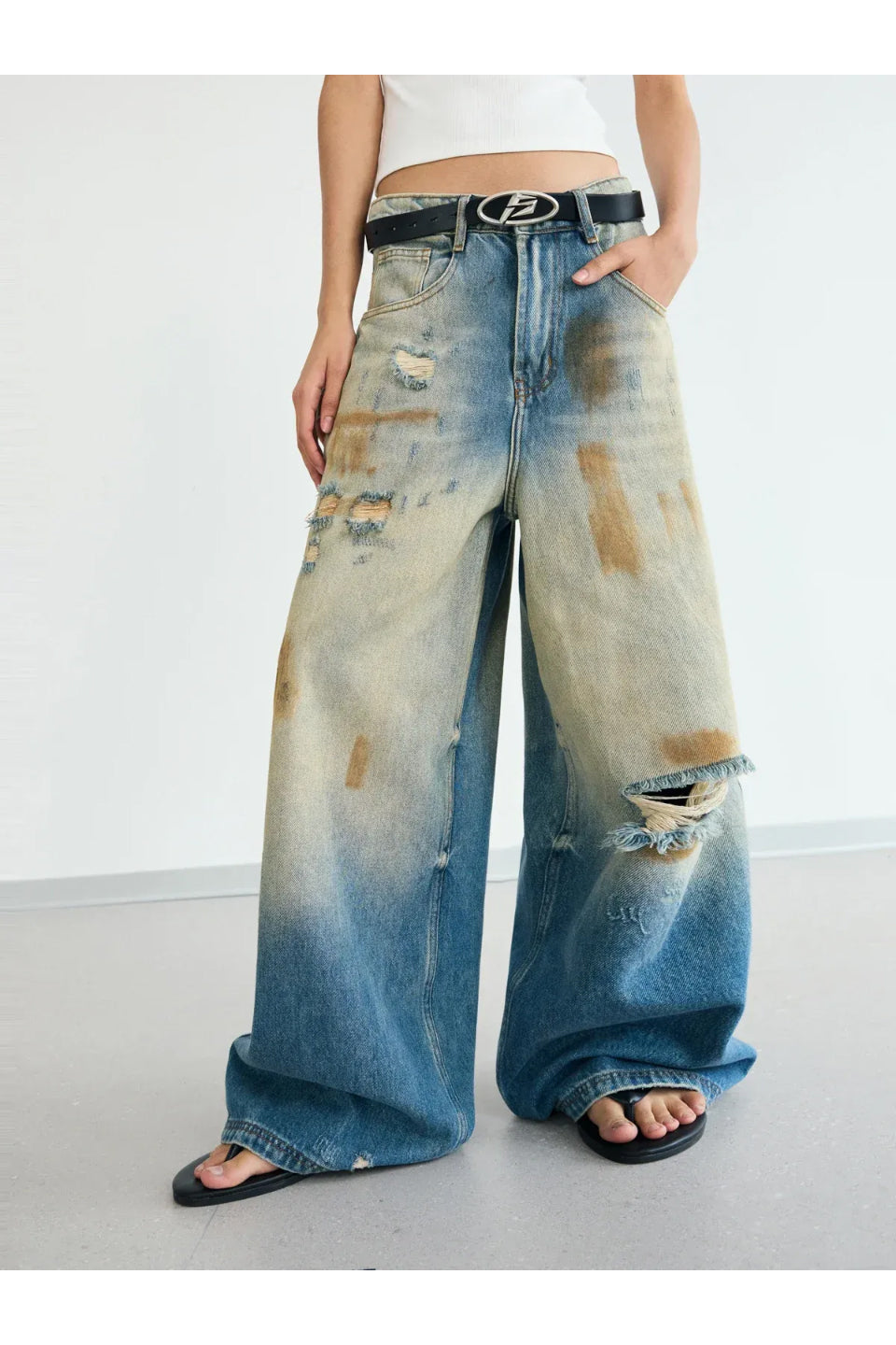 Mud Dyed Vintage Distressed Jeans