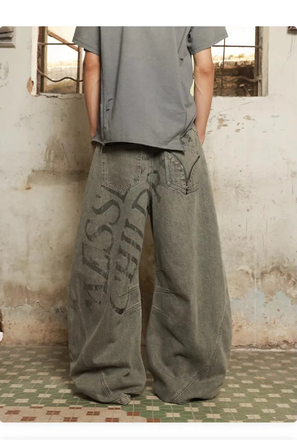 Multi Cut Deconstructed Bent Knife Jeans
