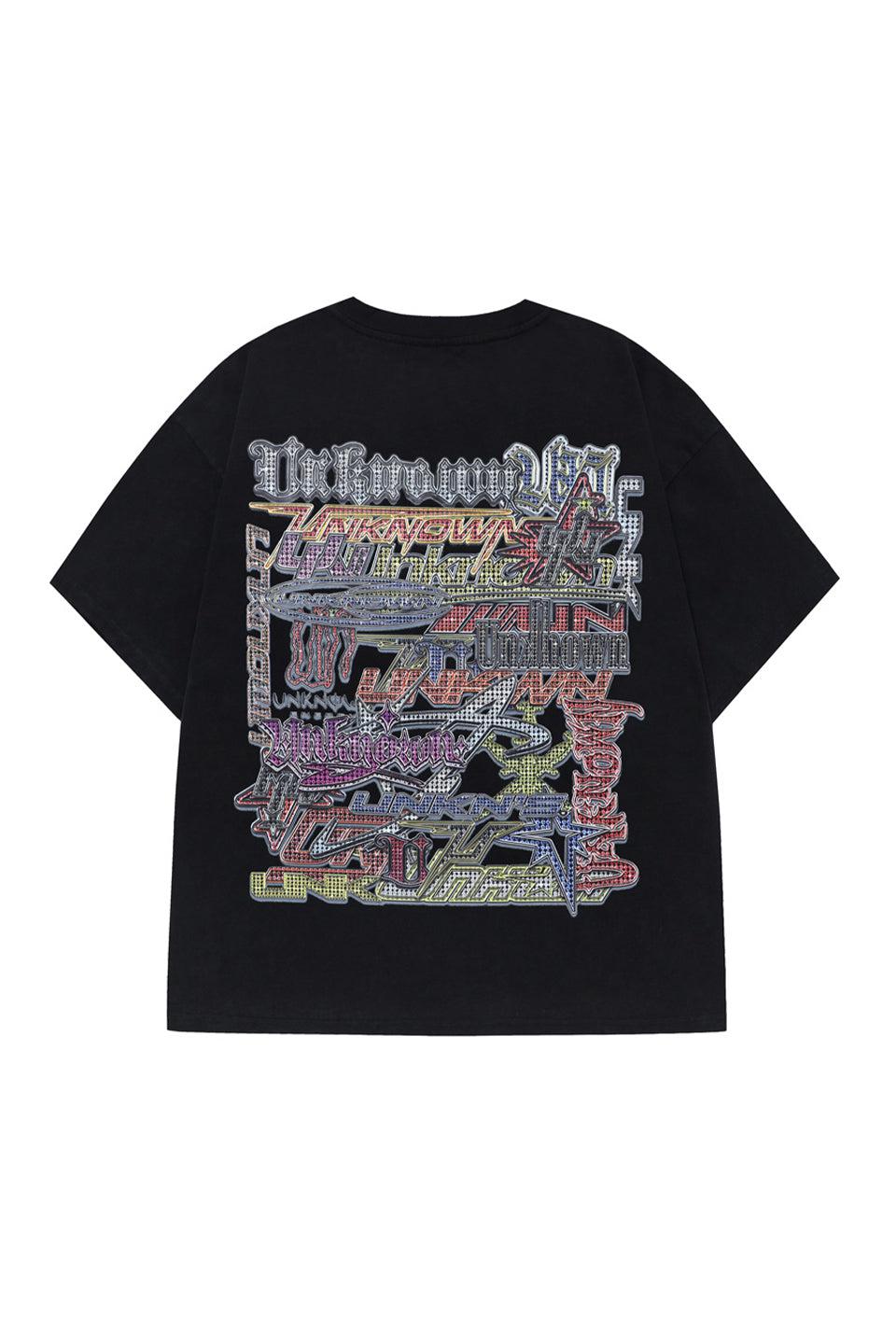 Unknown LONDON - Multi Logo Iced Out TEE アンノウンロンドン Tシャツ White / M