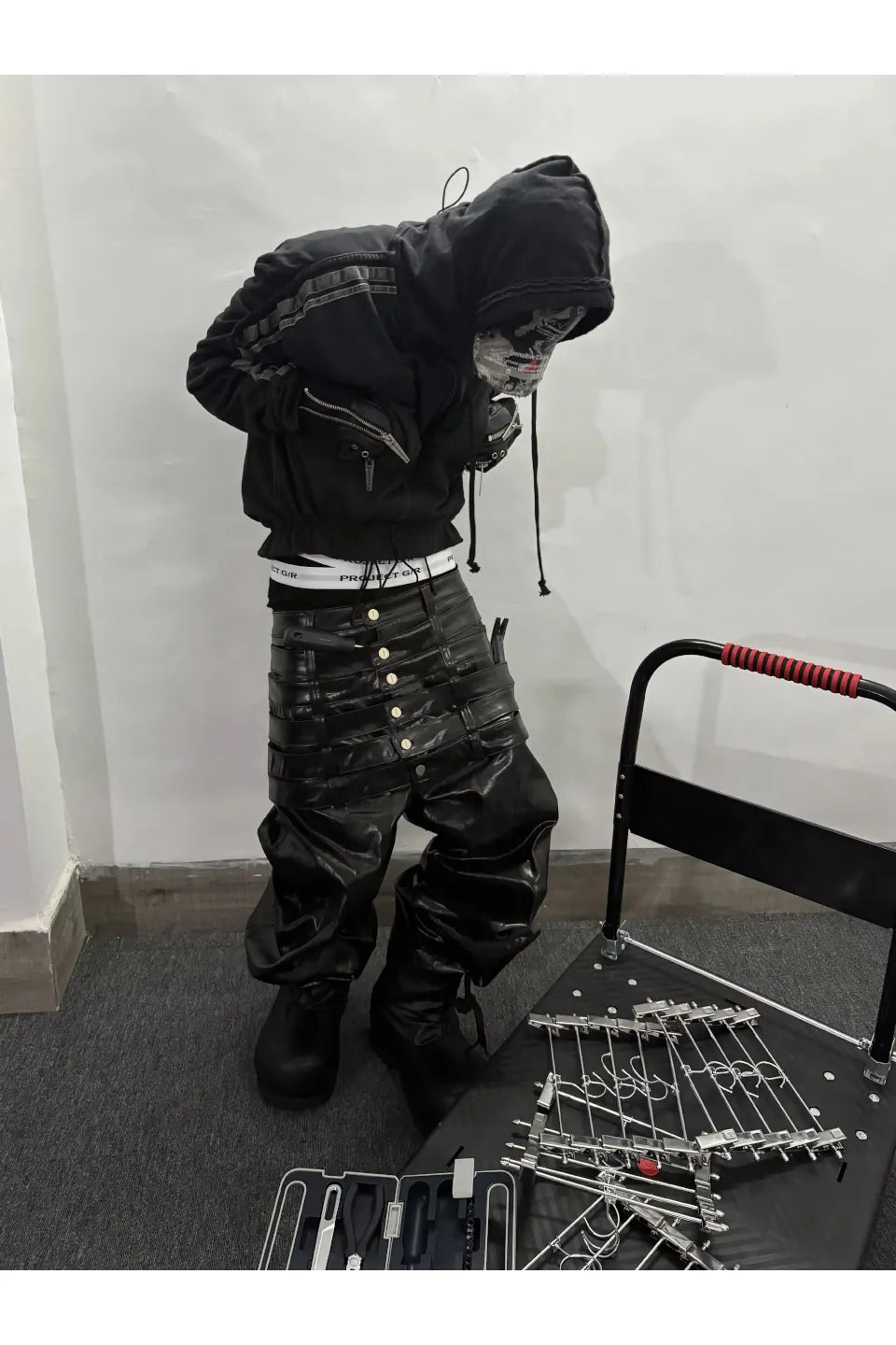 Multi Waist Coated Biker Pants