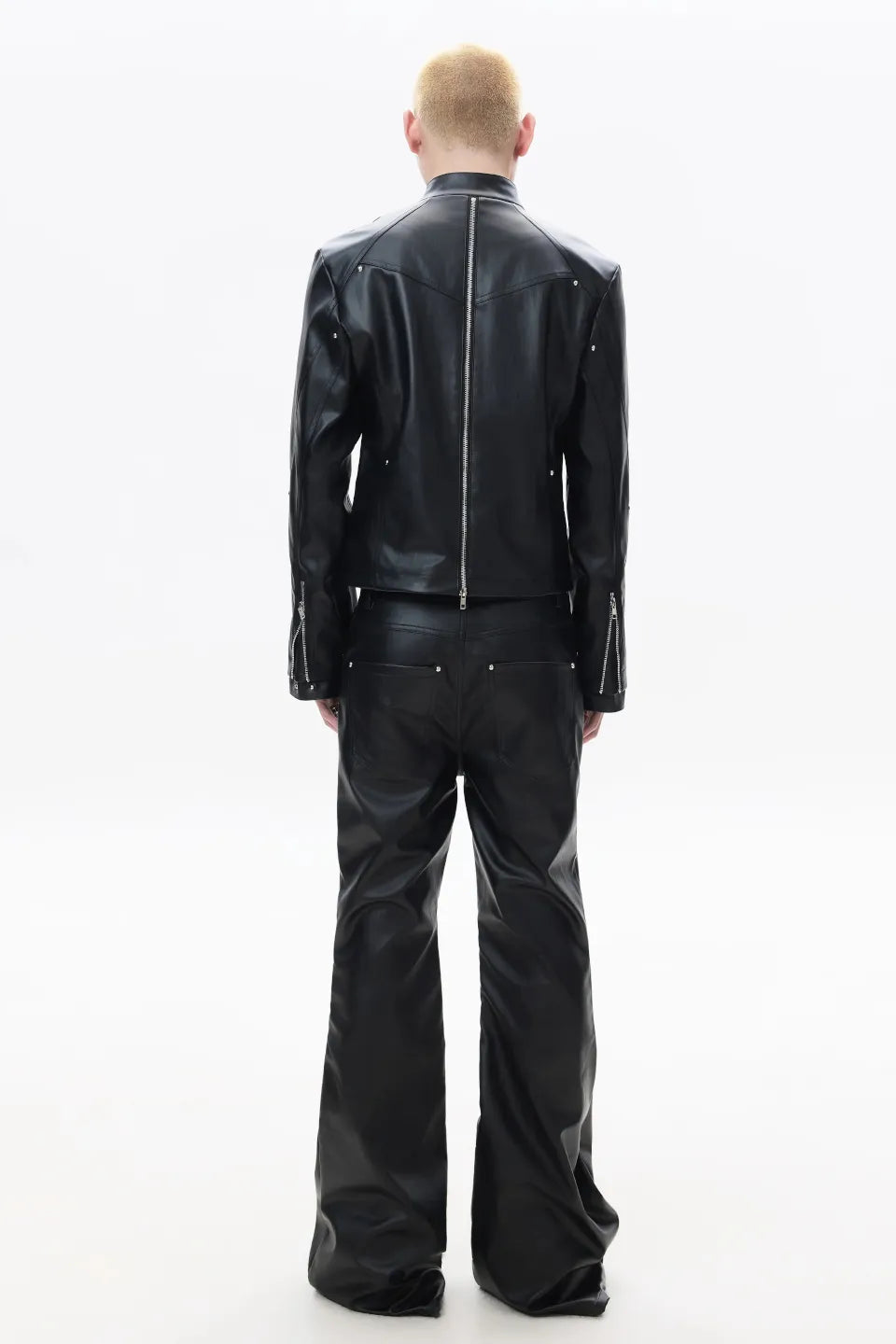 Multi Zip Biker Leather Pants