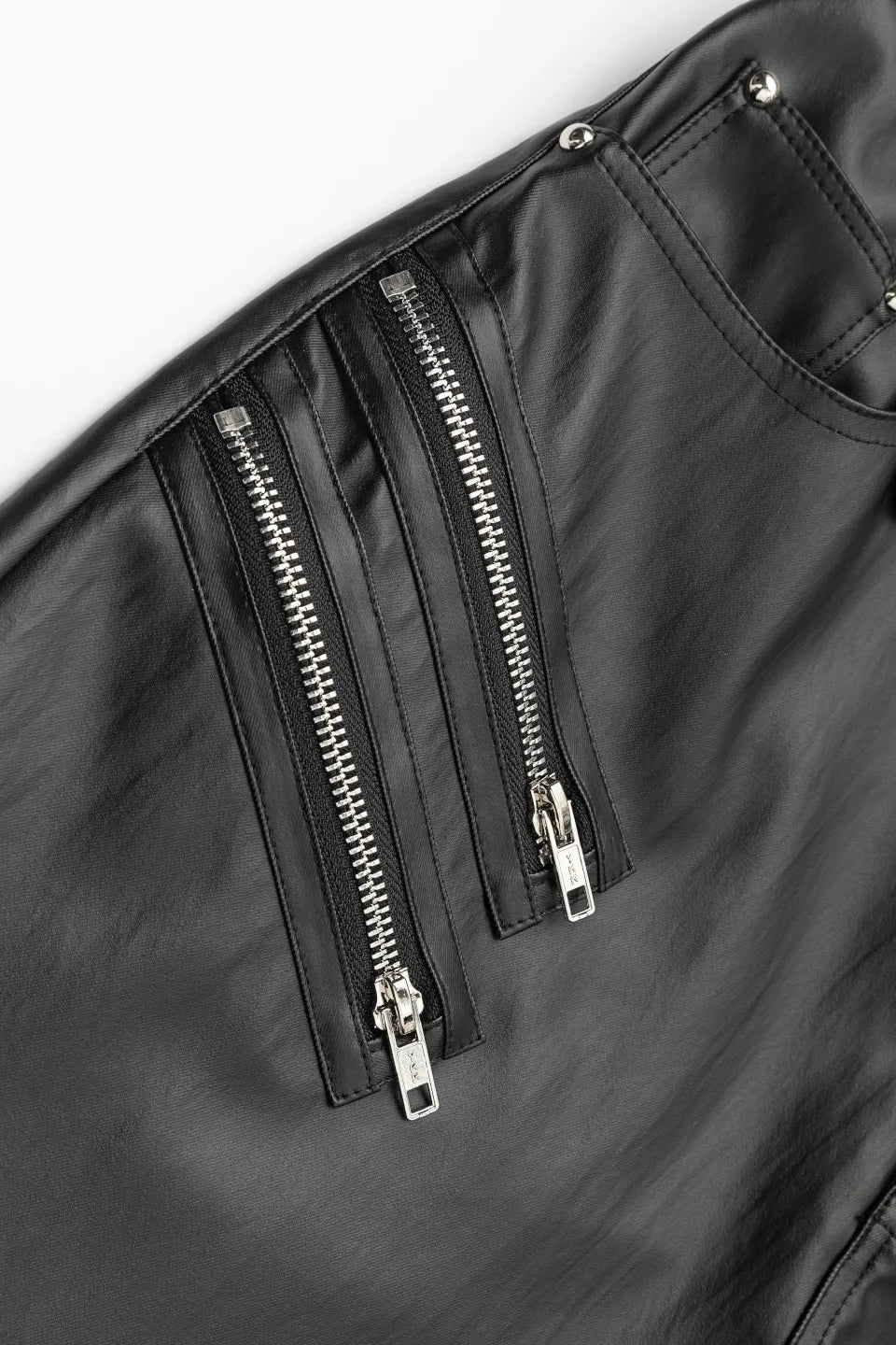 Multi Zip Biker Leather Pants