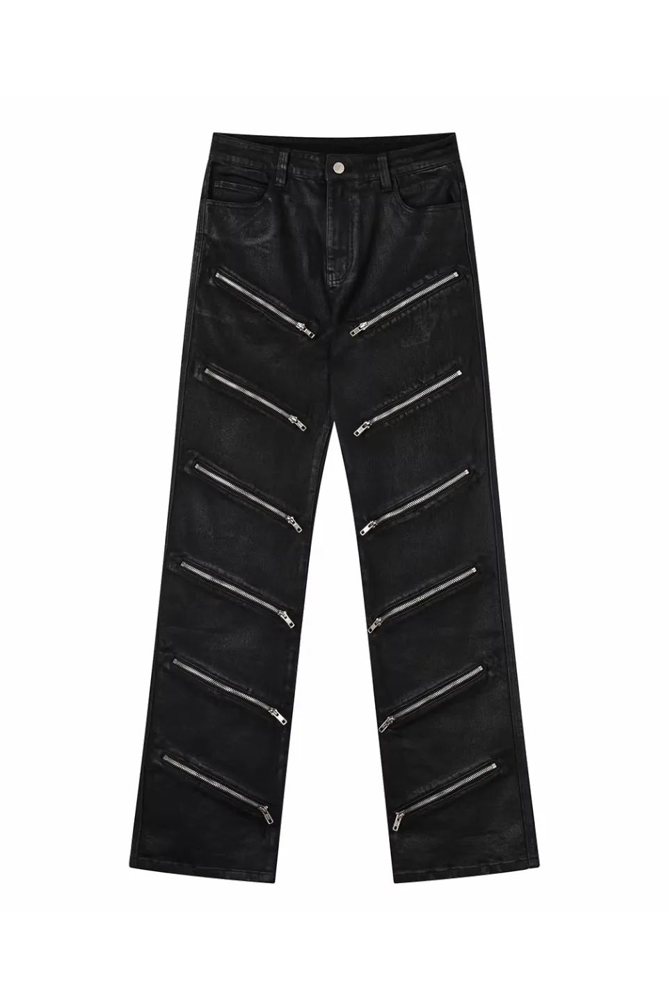 Multi Zipper Wax Pants