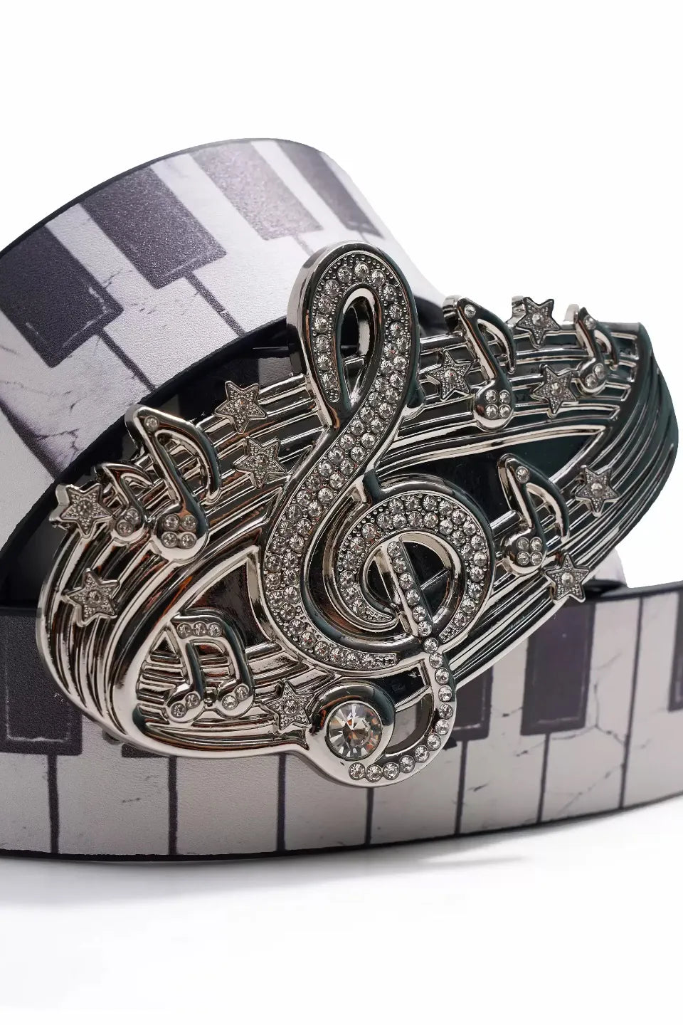 Music Note Studded Diamante Belt