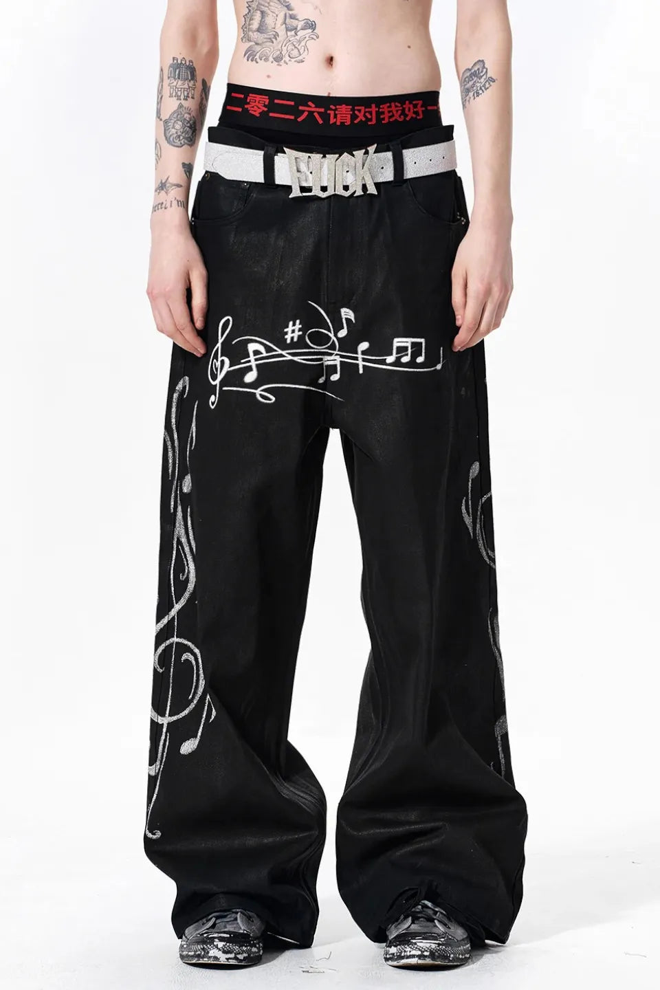 Musical Note Print Jeans