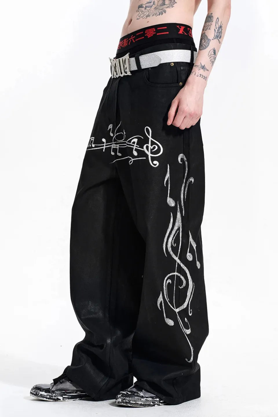 Musical Note Print Jeans