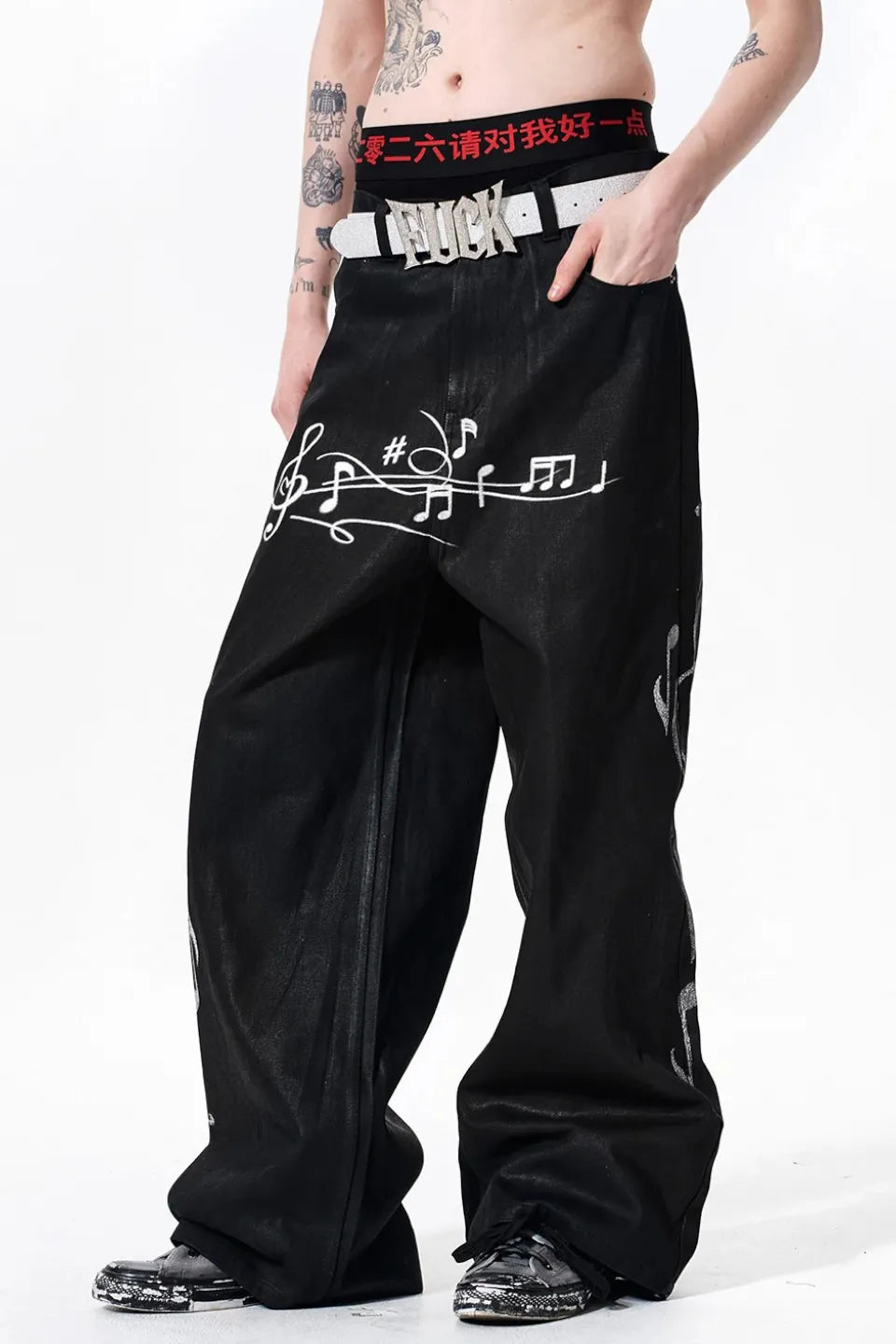 Musical Note Print Jeans