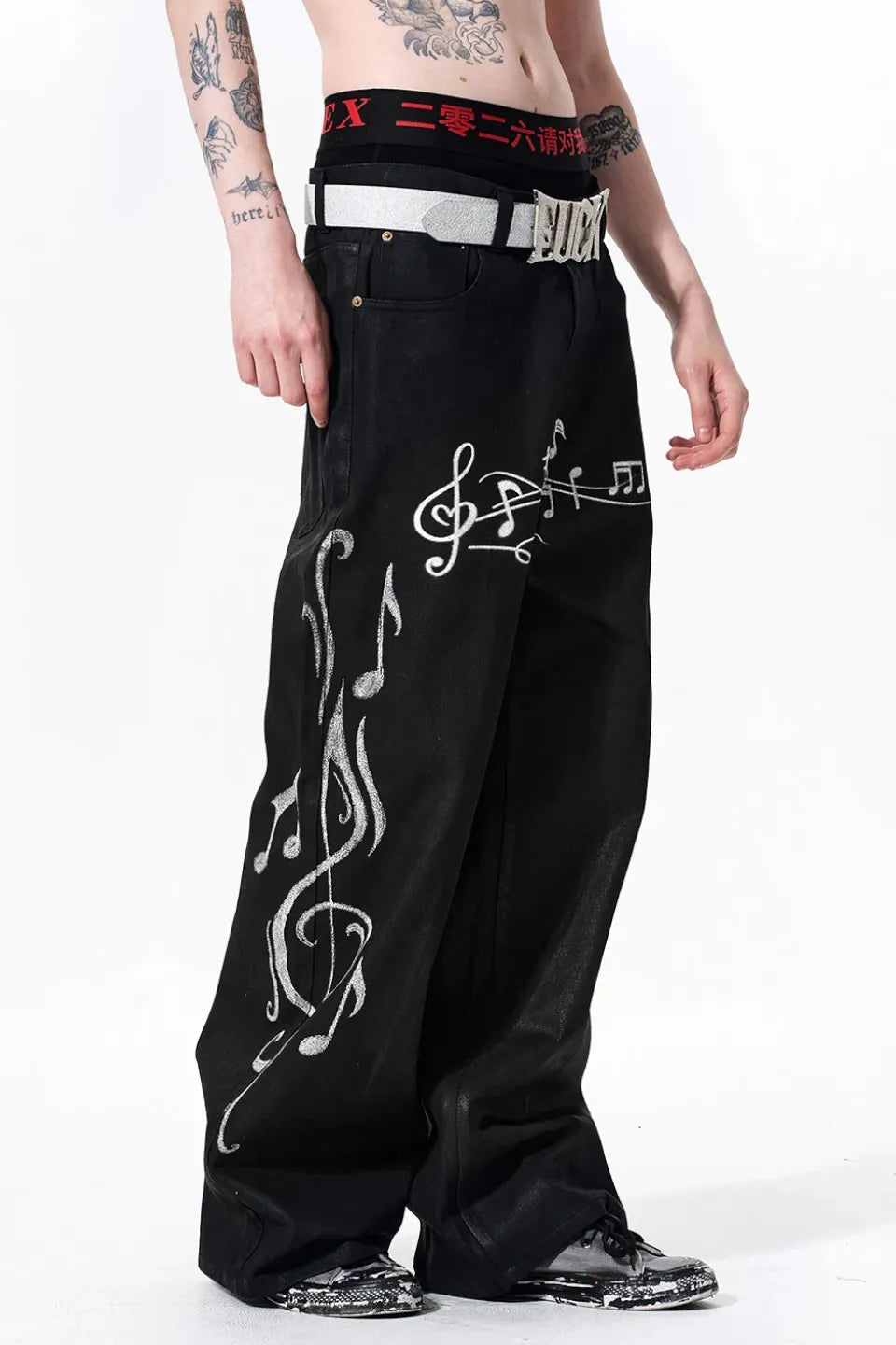 Musical Note Print Jeans