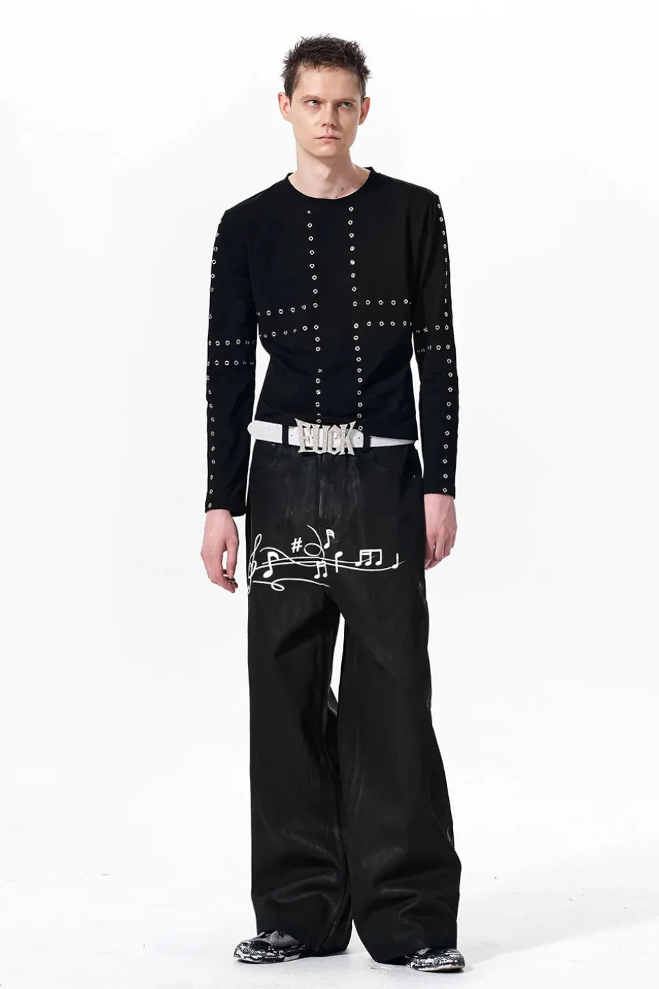 Musical Note Print Jeans
