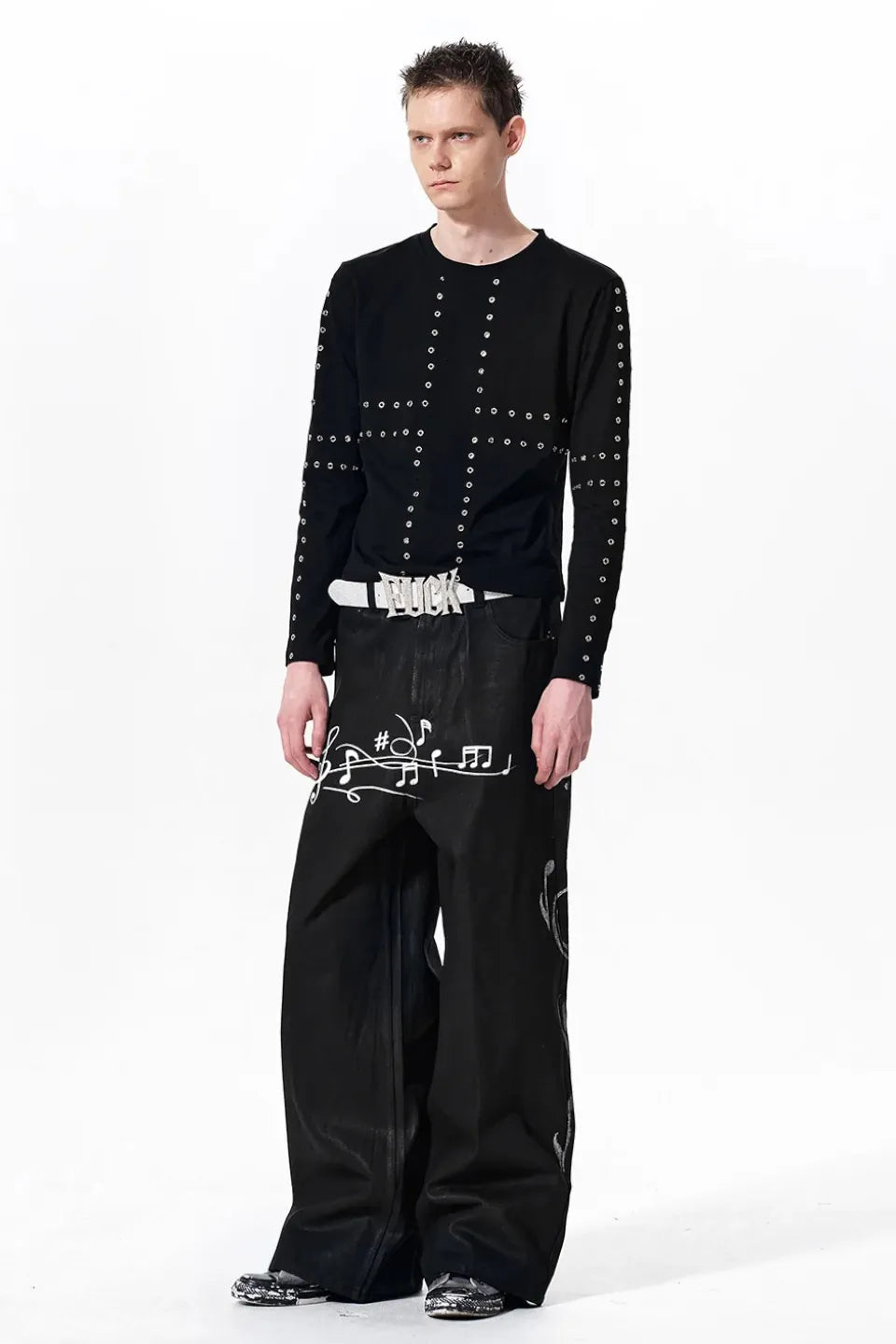 Musical Note Print Jeans