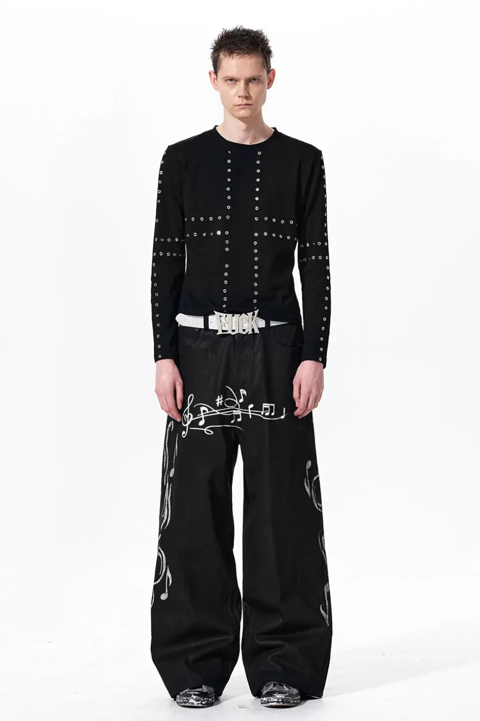 Musical Note Print Jeans