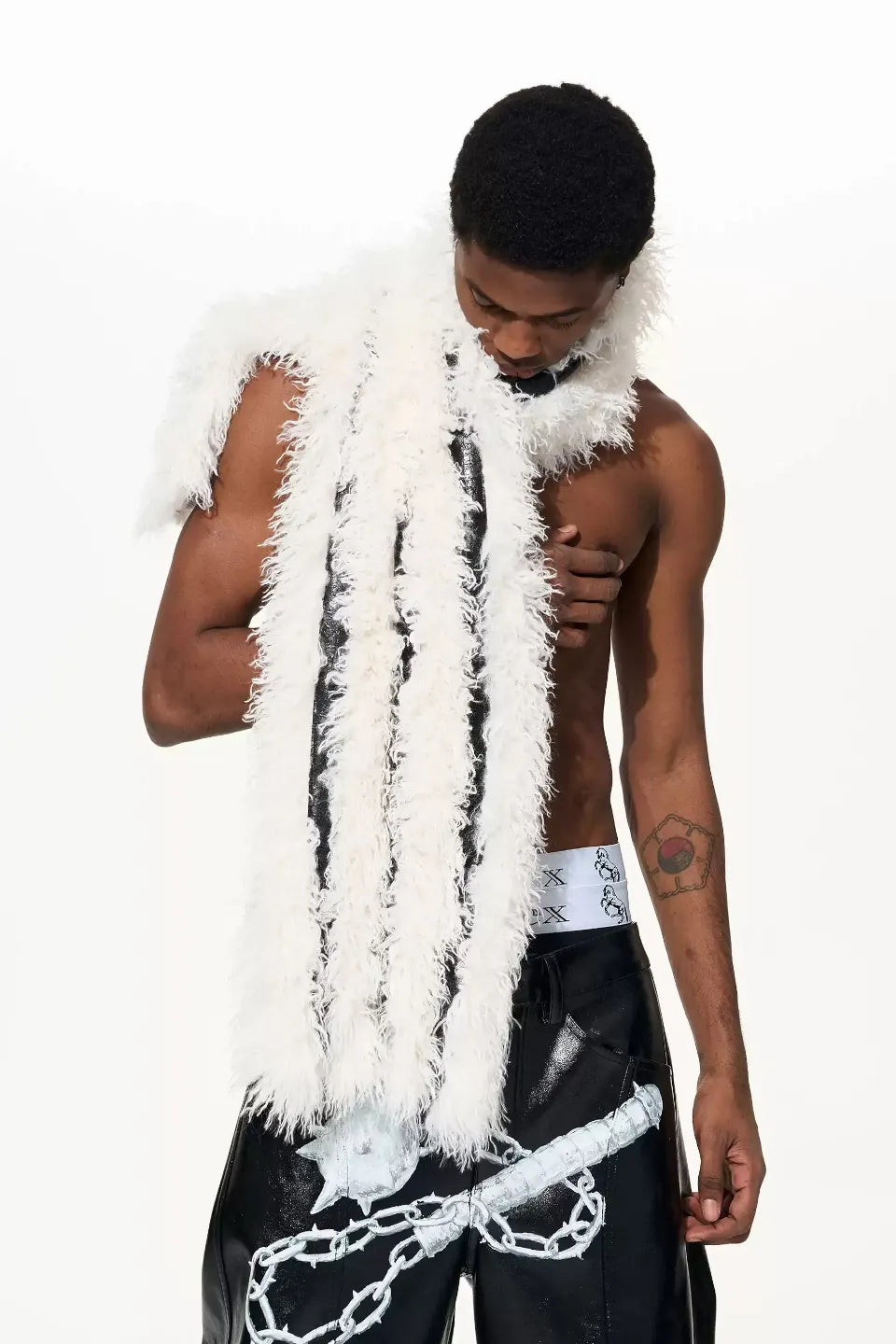 Oversized Cashmere Touch Faux Fur Panel Scarf