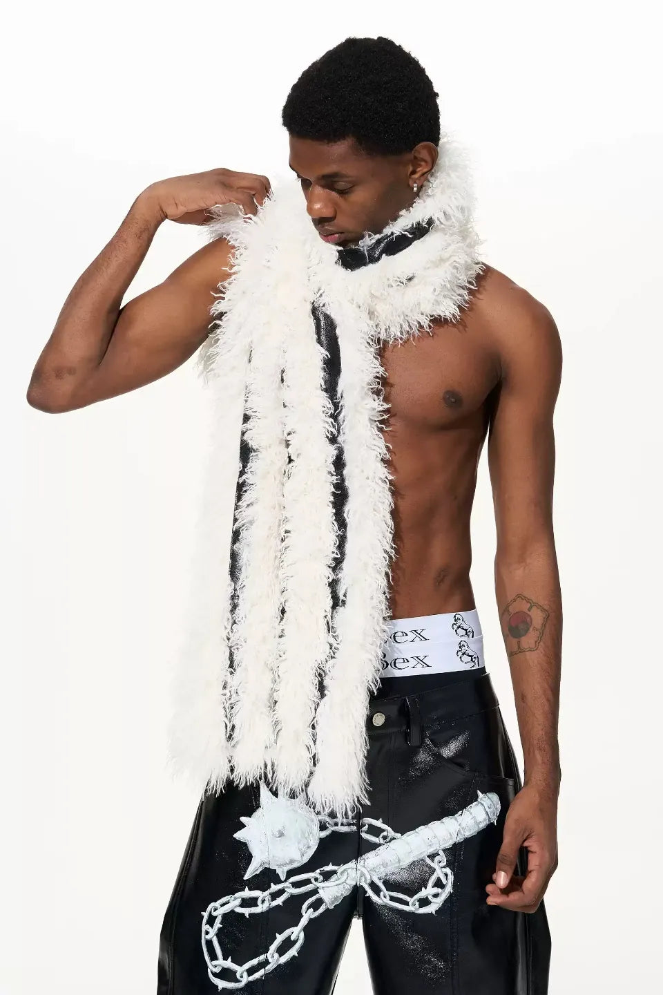Oversized Cashmere Touch Faux Fur Panel Scarf