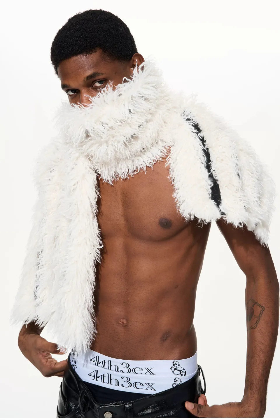 Oversized Cashmere Touch Faux Fur Panel Scarf