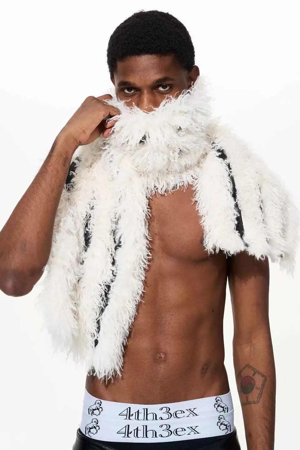 Oversized Cashmere Touch Faux Fur Panel Scarf