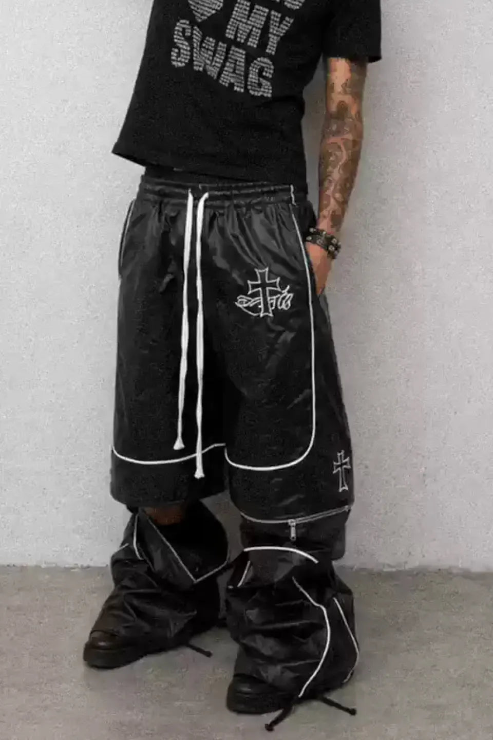 PU Coated 2Way Convertible Cargo Pants