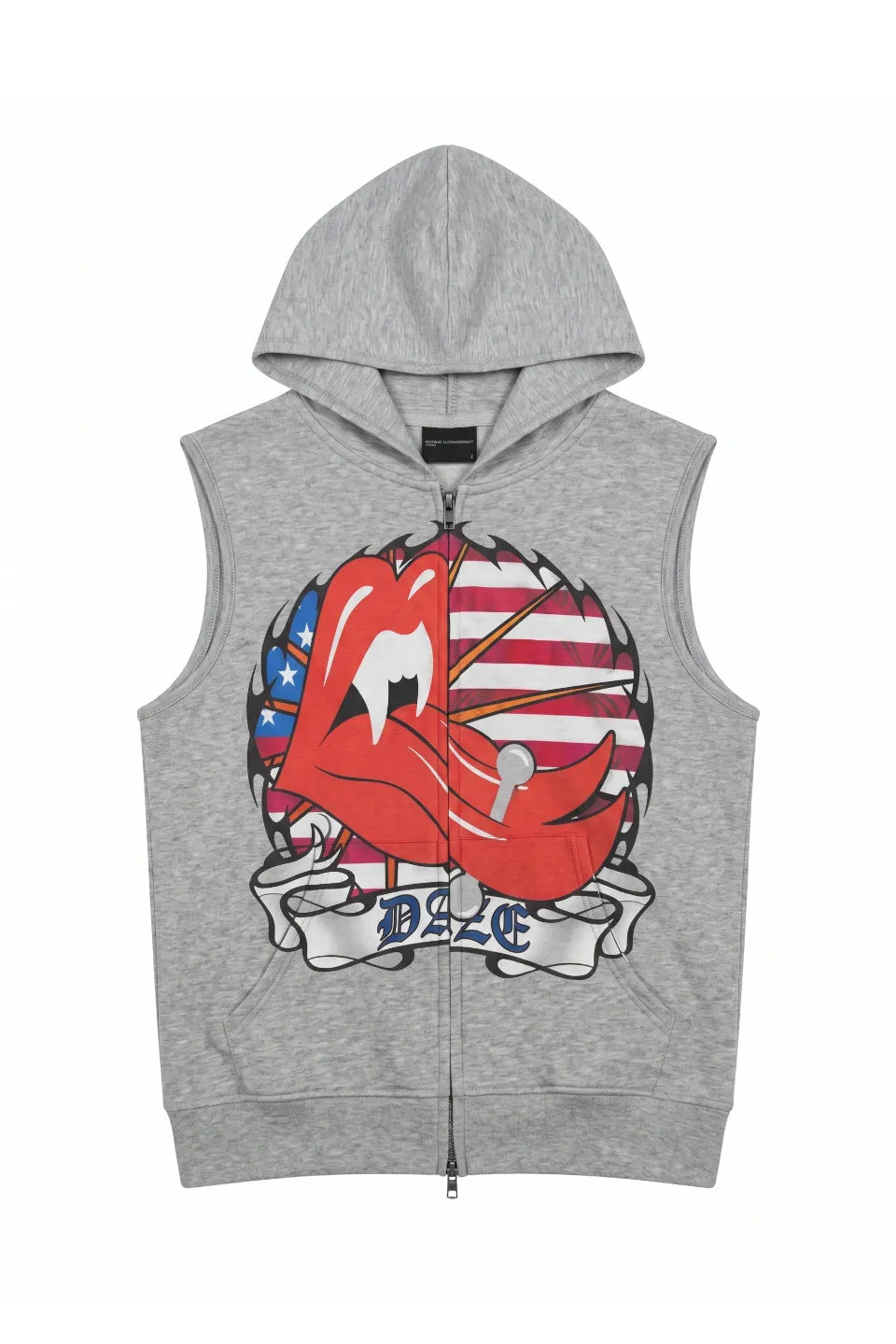 Pierced Tongue Graphic Hooded Vest