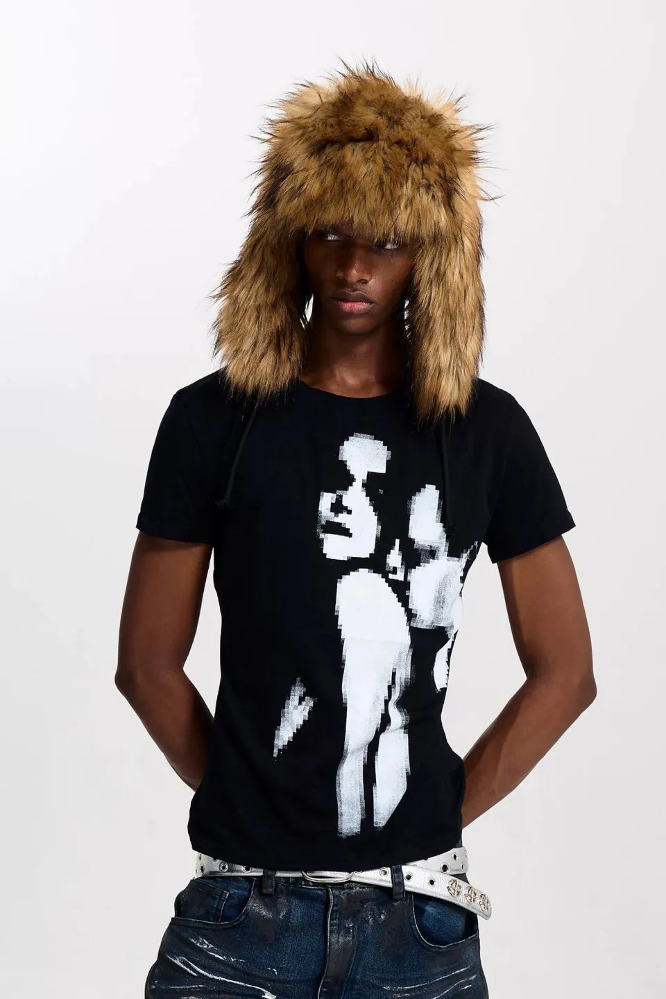 Pixelated Portrait Graphic T-Shirts